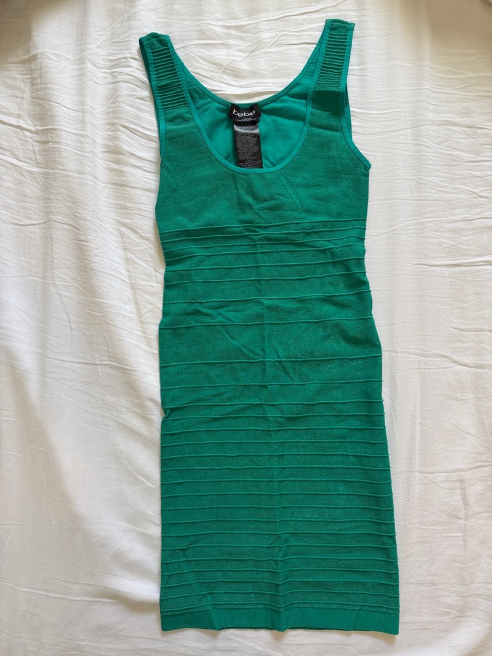 bebe Teal Green Ribbed Tank Midi Dress